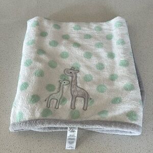 Just One You by Carter's Giraffe Pair Baby Blanket Green Polka Dots Gray White